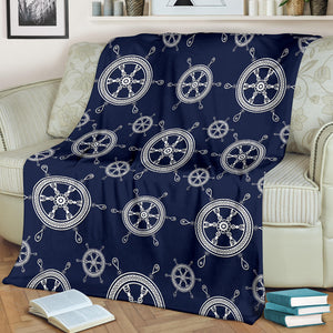 Nautical Steering Wheel Design Pattern Premium Blanket