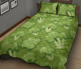 Broccoli pattern green background Quilt Bed Set