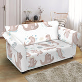 Cute Sea Otters Pattern Loveseat Couch Slipcover