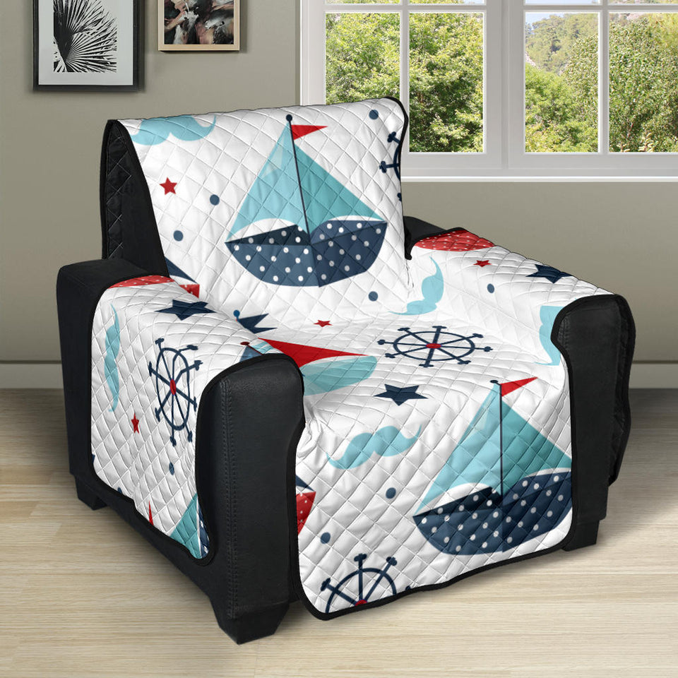Cute color paper sailboat pattern Recliner Cover Protector
