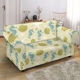 Seahorse Shell Starfish Pattern Background Loveseat Couch Slipcover