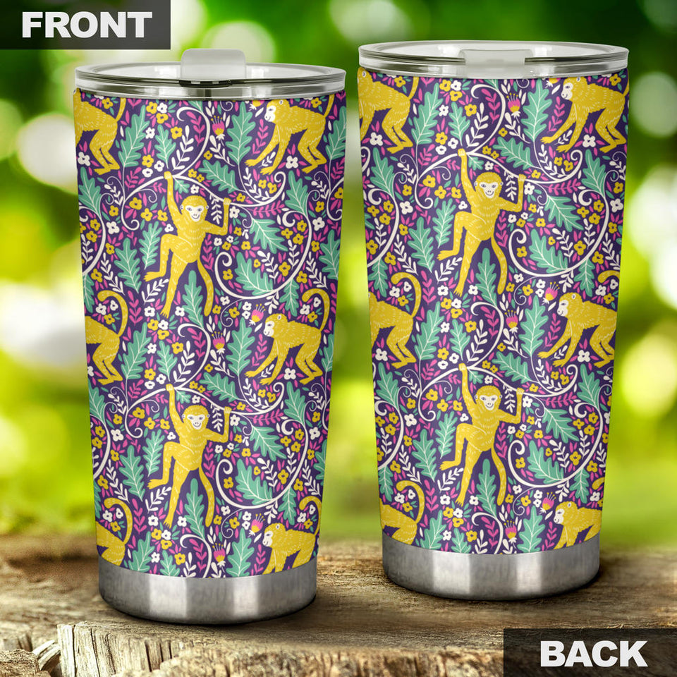 Cute Yellow Monkey Leaves Pattern Tumbler