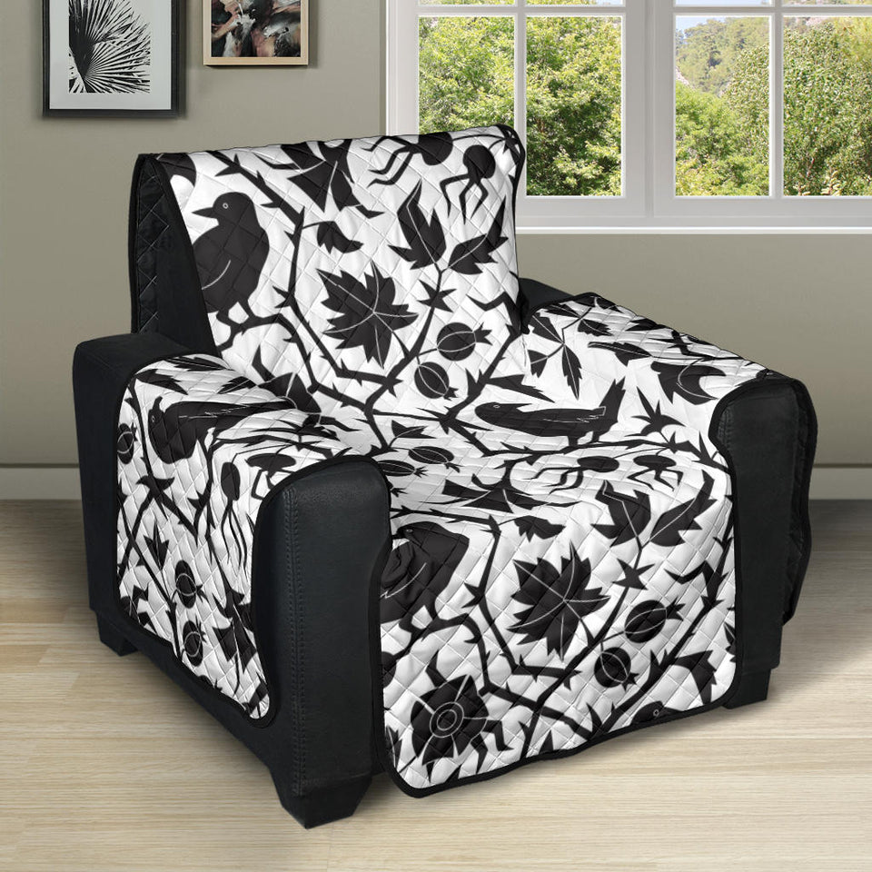 Crow dark floral pattern Recliner Cover Protector