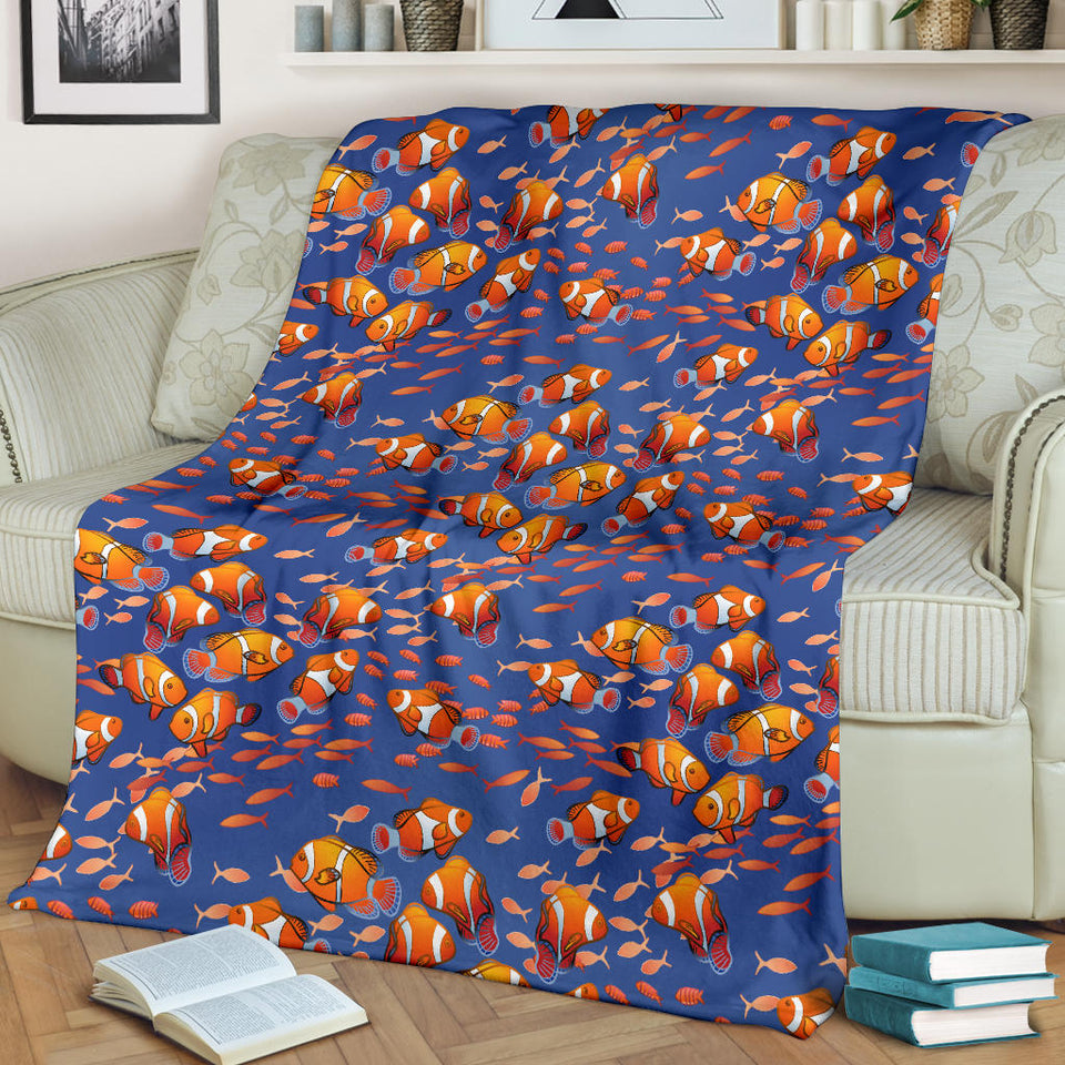 Clown Fish Pattern Print Design 04 Premium Blanket