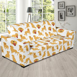 Golden Retriever Pattern Print Design 05 Sofa Slipcover