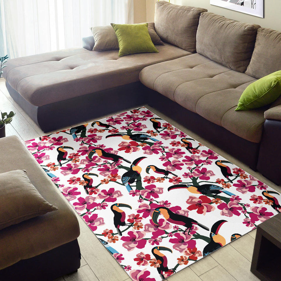 Toucan Flower Design Pattern Area Rug