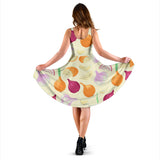 Onion Garlic White Red Pattern Sleeveless Midi Dress