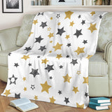 Hand Drawn Gold Black Star Pattern Premium Blanket