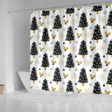 Christmas Tree Holly Snow Star Pattern Shower Curtain Fulfilled In US