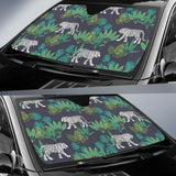 White Bengal Tigers Tropical Plant Car Sun Shade