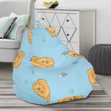 Brown Cute Pomeranian Blue Blackground Bean Bag Cover
