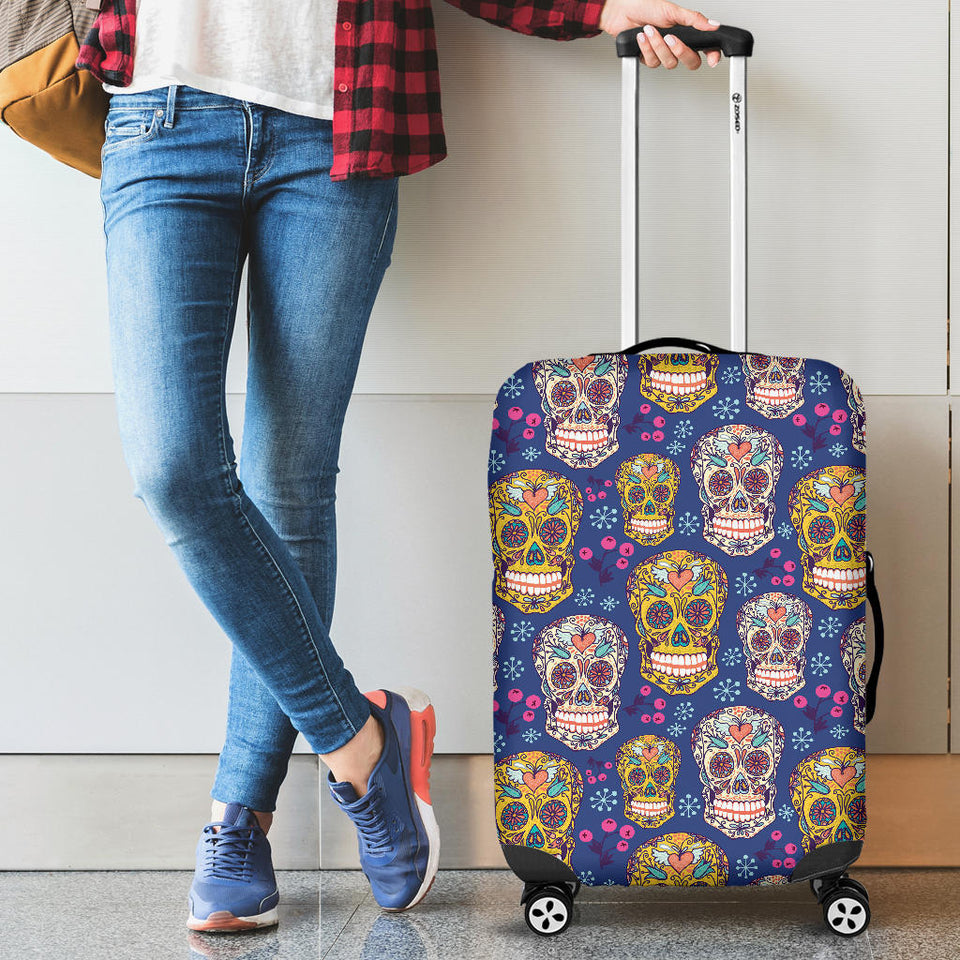 Sugar Skull Flower Pattern Cabin Suitcases Luggages