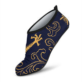 Gold Dragon Pattern Aqua Shoes