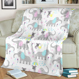 Cute Elephant Mouse Pattern Premium Blanket