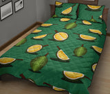 Durian pattern green background Quilt Bed Set