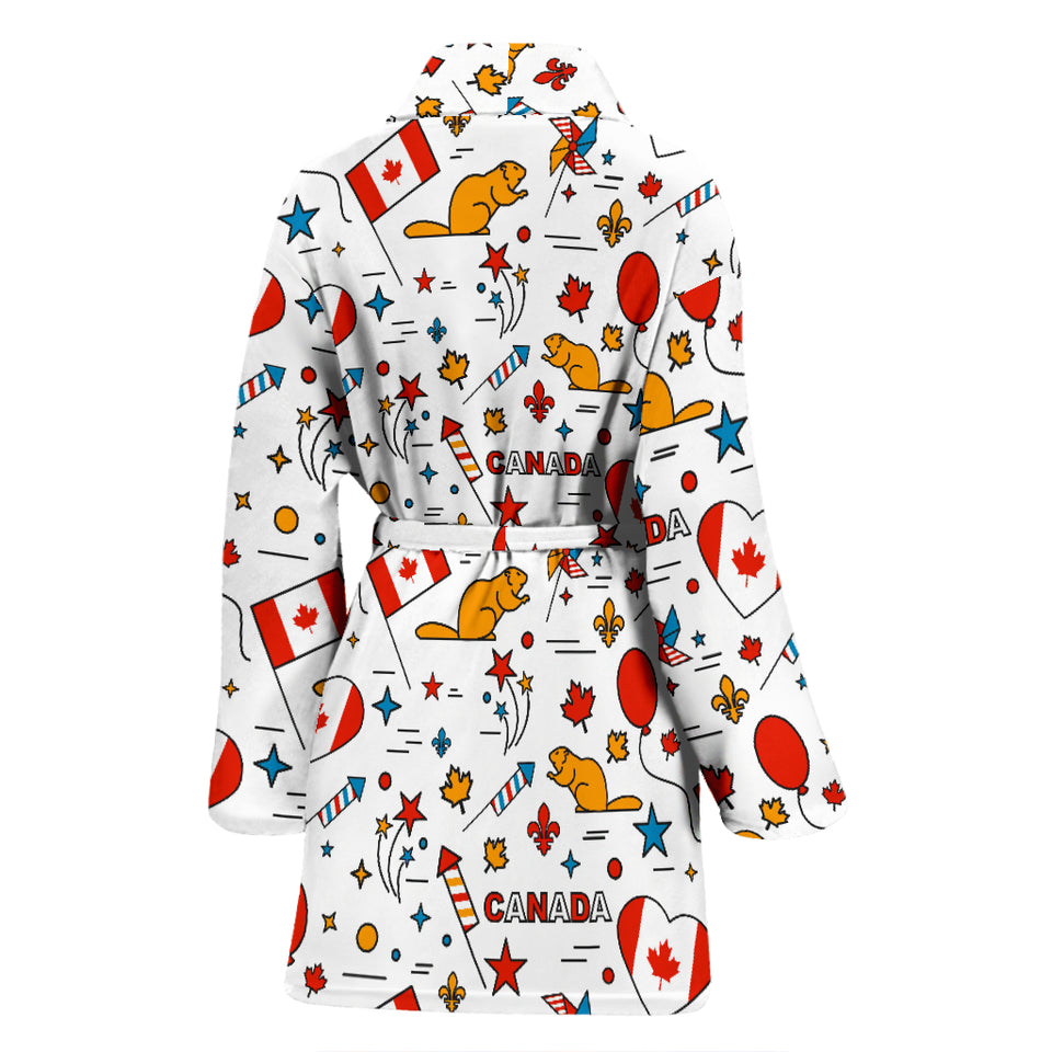 Canada Pattern Print Design 03 Women's Bathrobe
