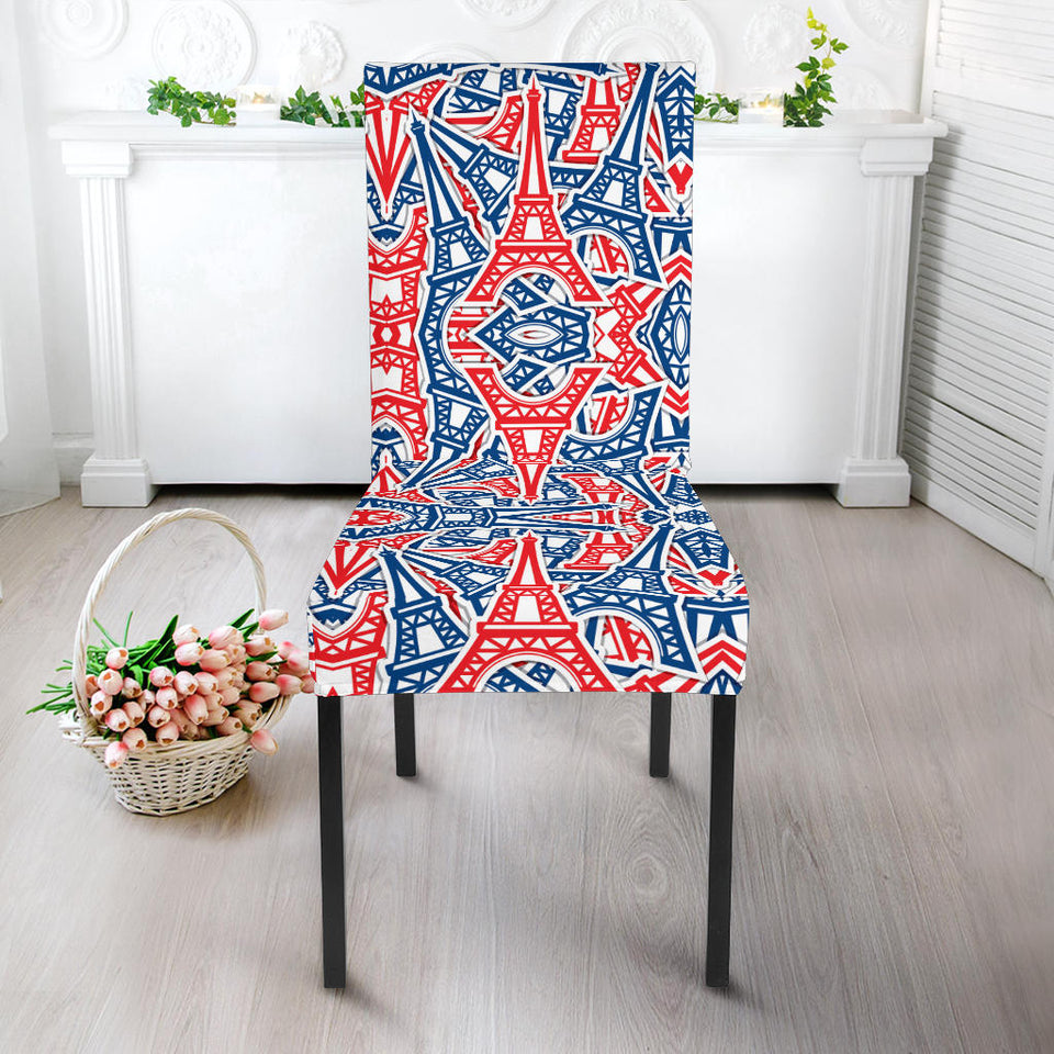 Eiffel Tower Pattern Print Design 02 Dining Chair Slipcover