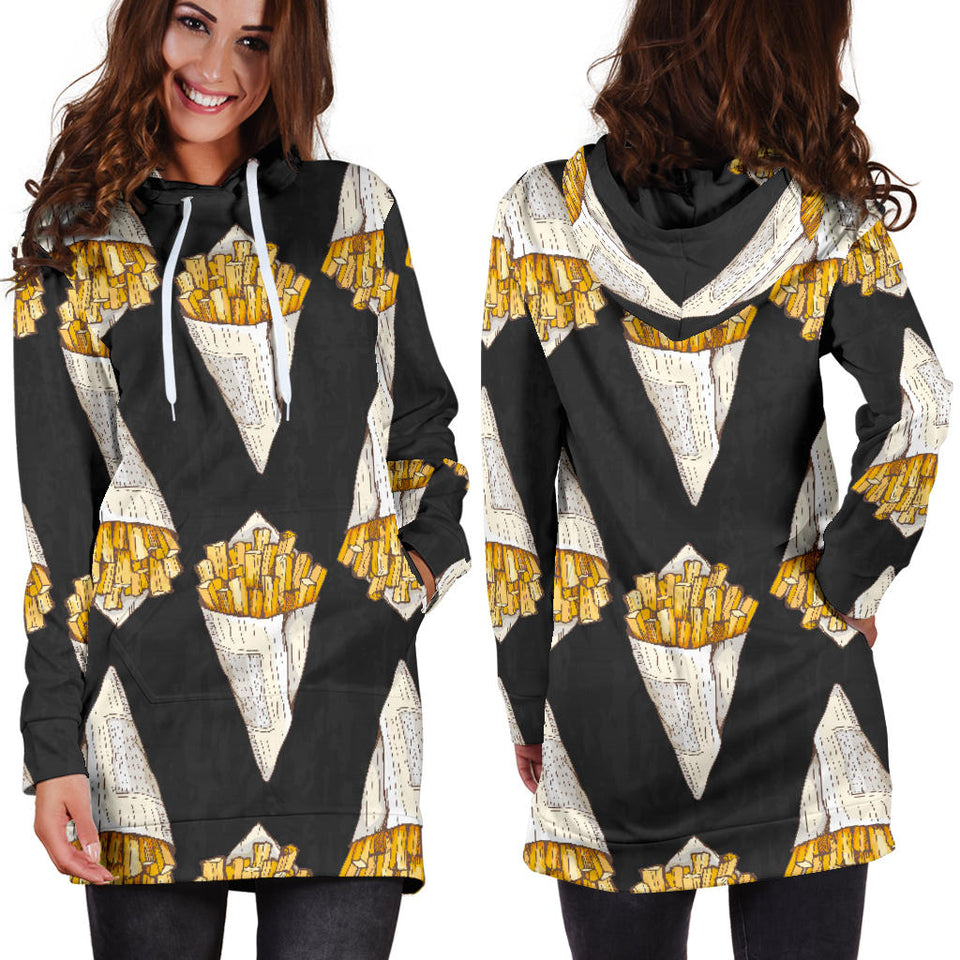French Fries Dark Background Women'S Hoodie Dress