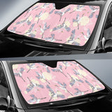 Japanese Crane Rose Pattern Car Sun Shade