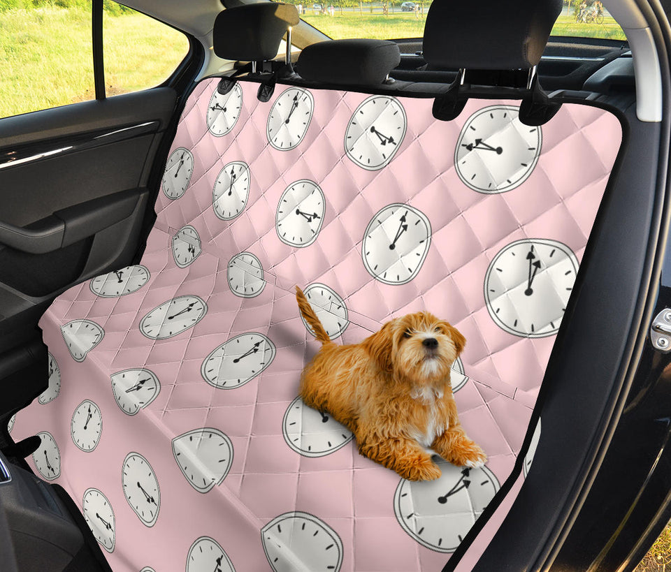 Clock Pattern Pink Blackground Dog Car Seat Covers