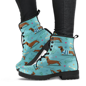 Dachshund Decorative Background Leather Boots