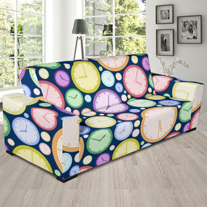 Colorful Clock Background Sofa Slipcover