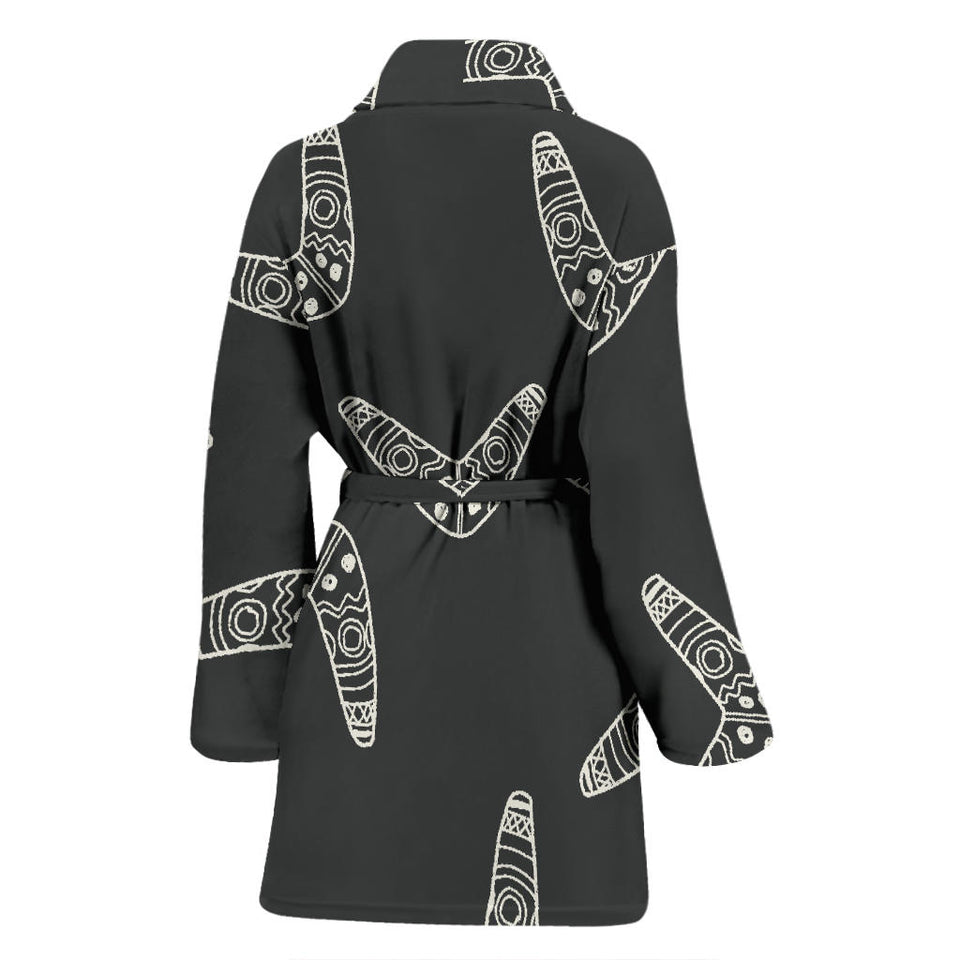 Hand Drawn Boomerang Australian Aboriginal Ornament Women'S Bathrobe