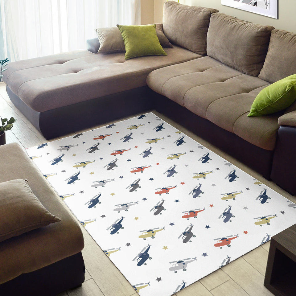 Cute Helicopter Star Pattern Area Rug