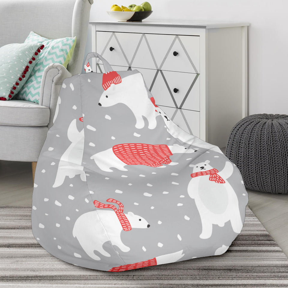Cute Polar Bear Christmas Snow Pattern Bean Bag Cover