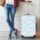 Dolphin Blue Striped Background Cabin Suitcases Luggages