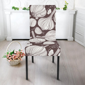 Garlic Bulb Dark Background Dining Chair Slipcover