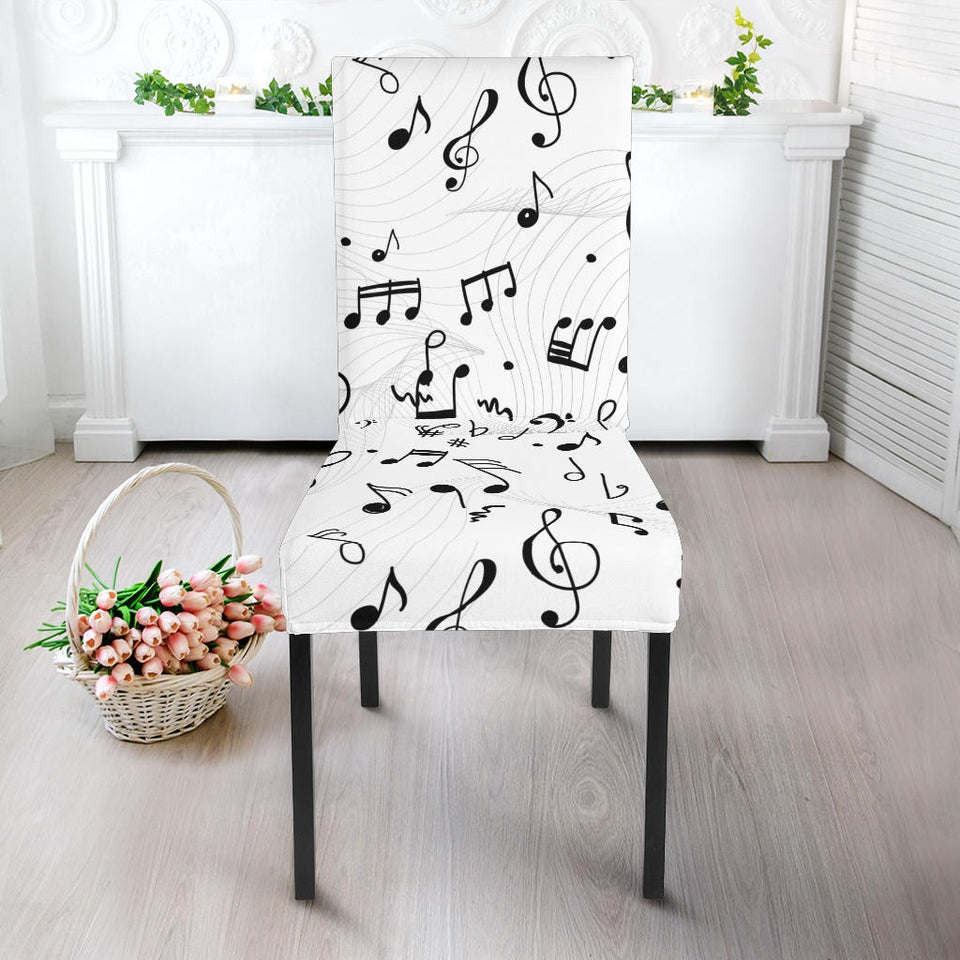 Music Notes Pattern Print Design 04 Dining Chair Slipcover