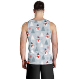 Snowman christmas  tree snow gray background Men Tank Top