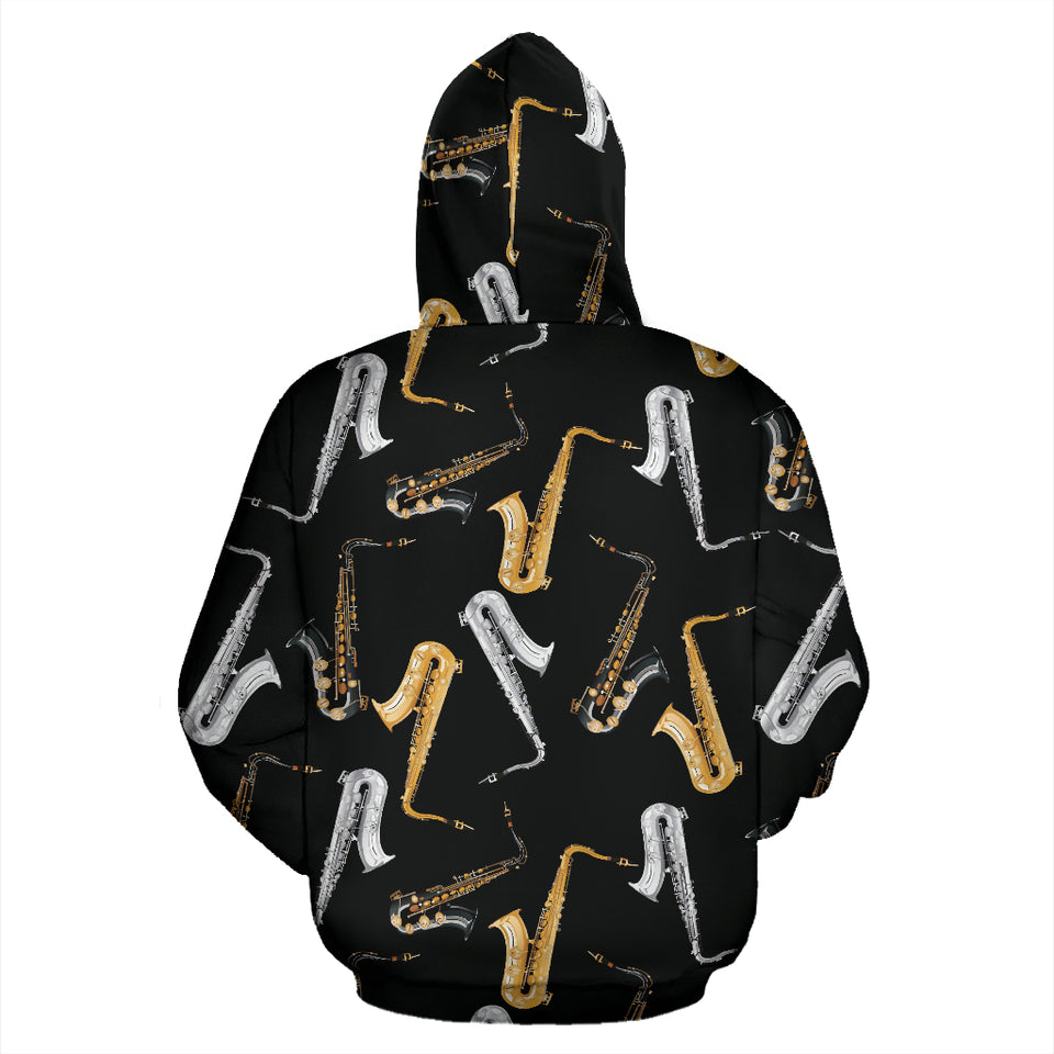 Saxophone Design Pattern Zip Up Hoodie