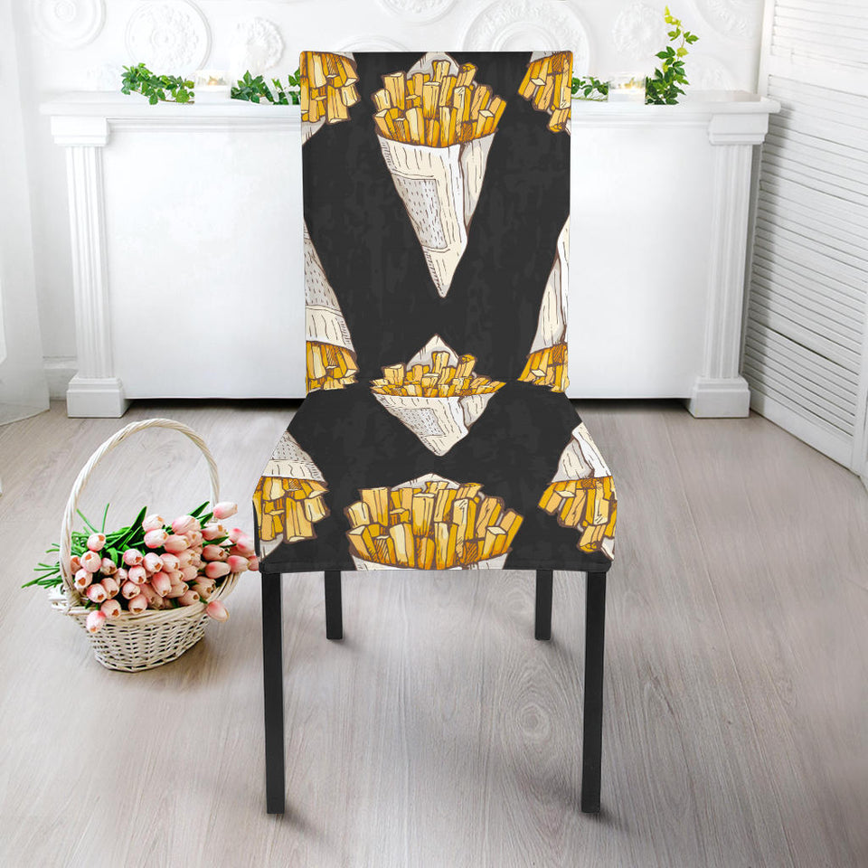 French Fries Dark Background Dining Chair Slipcover