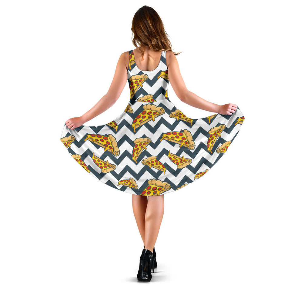Pizza Design Pattern Sleeveless Midi Dress