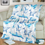 Watercolor Dolphin Pattern Premium Blanket