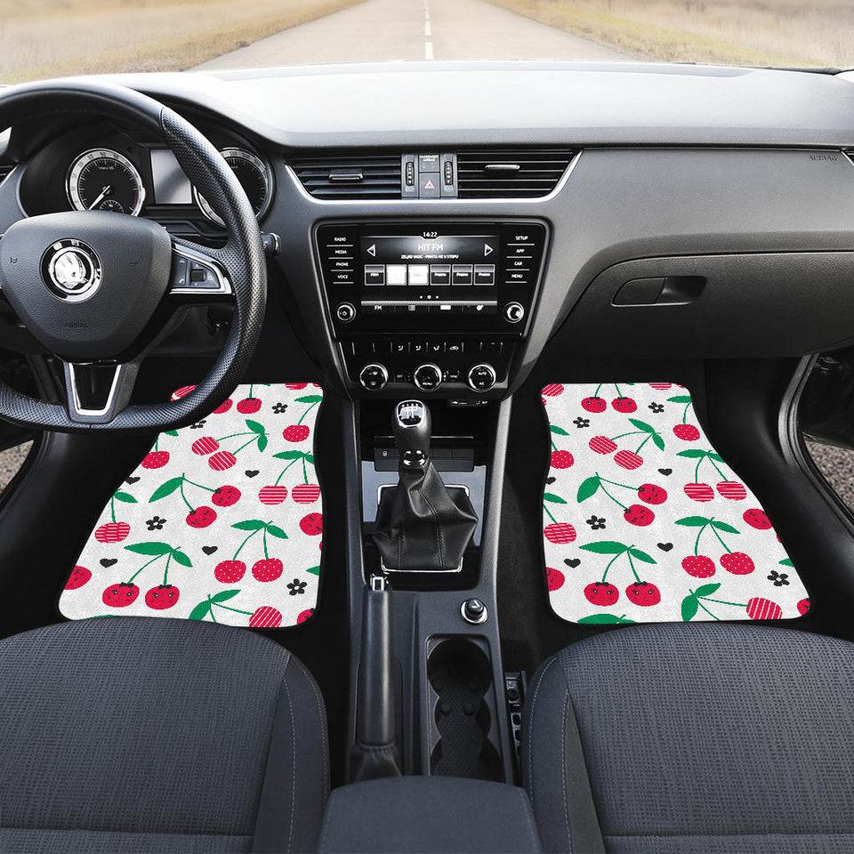Cherry Pattern White Background  Front Car Mats