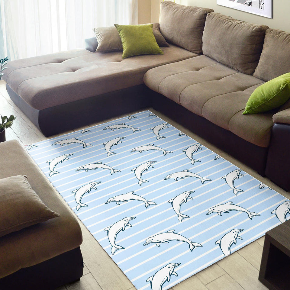 Dolphin Blue Striped Background Area Rug