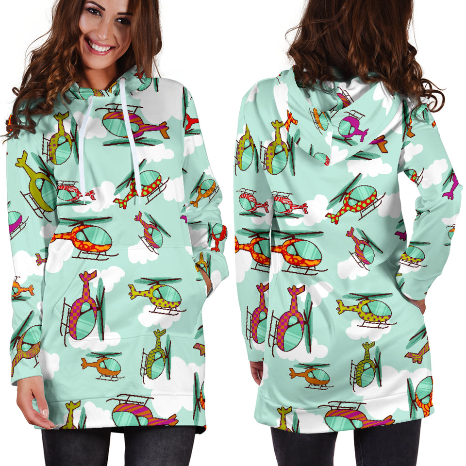 Helicopter Design Pattern Women'S Hoodie Dress