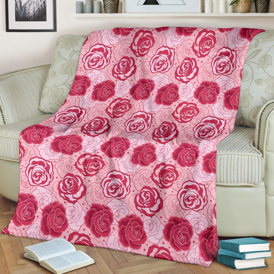 Rose Pattern Print Design 02 Premium Blanket