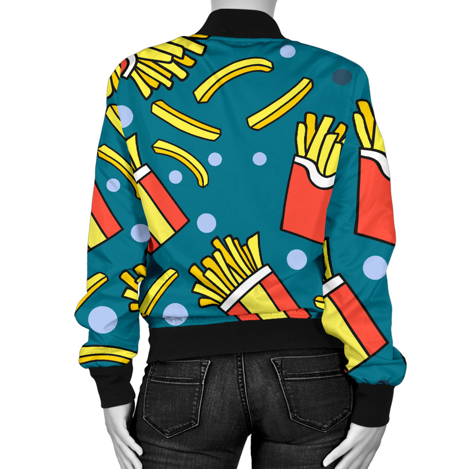French Fries Red Paper Box Pattern Women'S Bomber Jacket