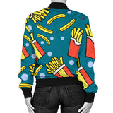 French Fries Red Paper Box Pattern Women'S Bomber Jacket