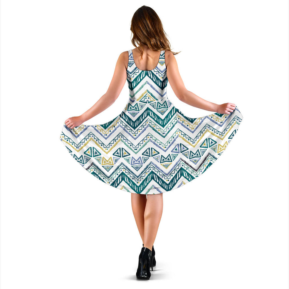 Zigzag  Chevron Paint Design Pattern Sleeveless Midi Dress