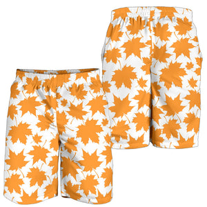 Orange Maple Leaf Pattern Men Shorts