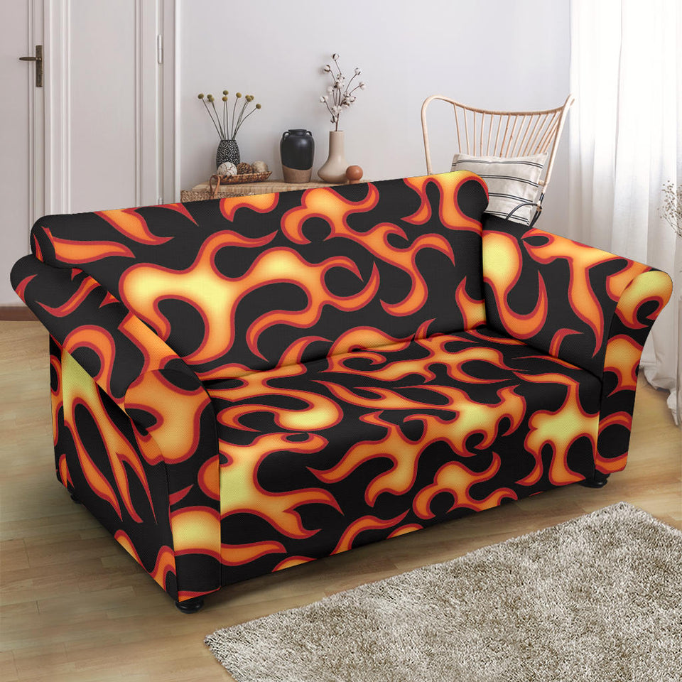 Fire Flame Dark Pattern Loveseat Couch Slipcover