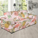 Pink Flamingo Birds Pineapples Hibiscus Flower Pattern Sofa Slipcover