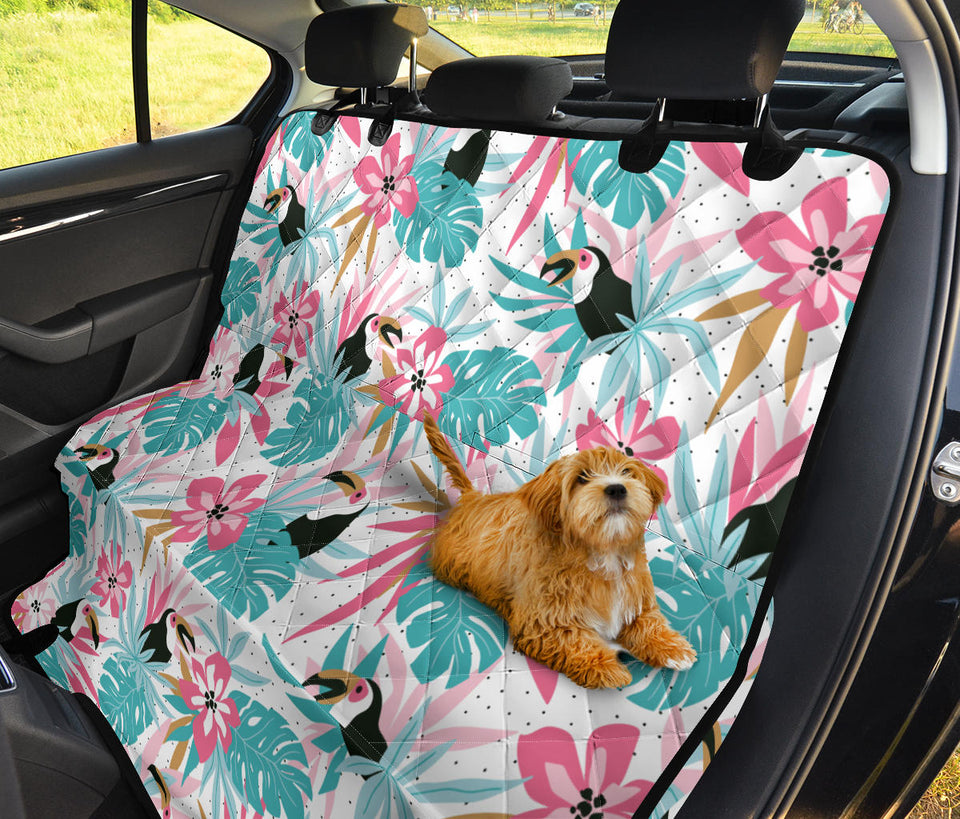 Toucan Tropical Flower Leave Pattern Dog Car Seat Covers