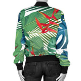 Heliconia Palm And Monstera  Leaves Pattern Women'S Bomber Jacket