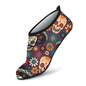 Sugar Skulls Flower Maxican Pattern Aqua Shoes